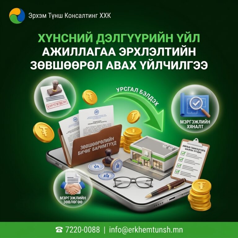 Хүнсний дэлгүүр эрхлэх зөвшөөрөл